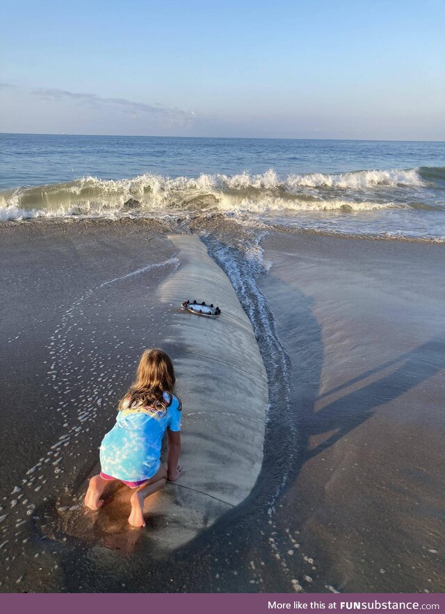 My daughter found a large submarine on the beach