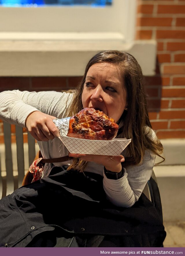 My gf eating a turkey leg