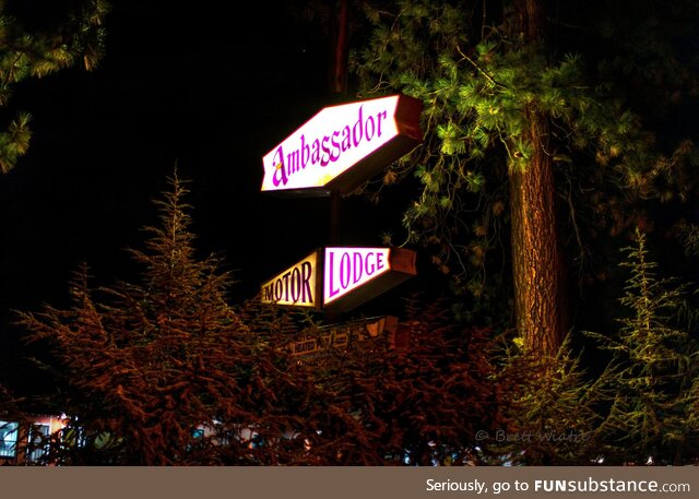 Ambassador Motor Lodge at Night, Lake Tahoe {OC}
