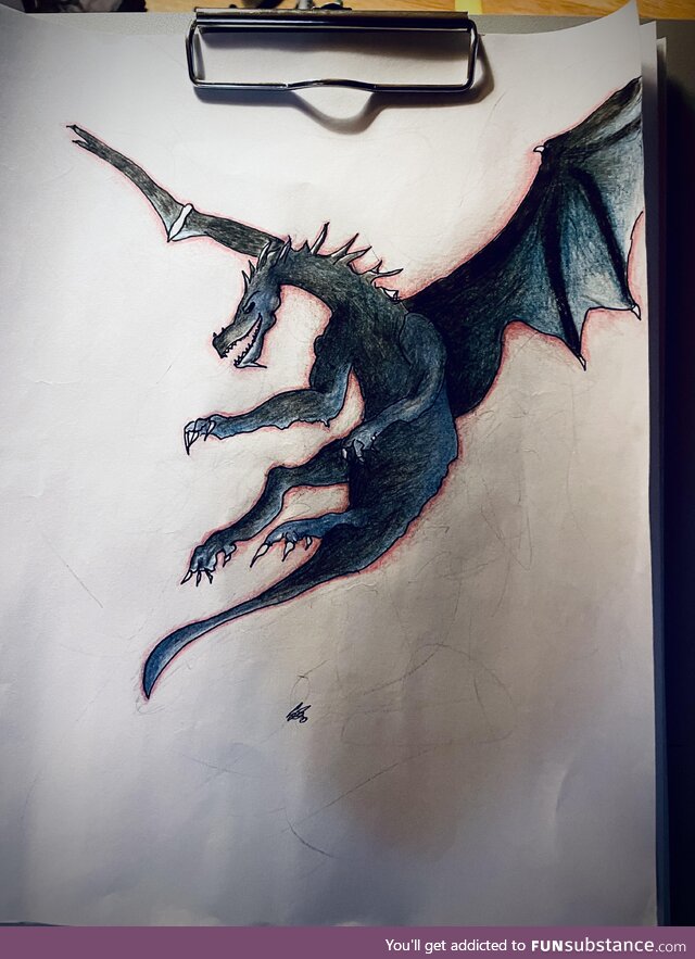 Sketching a dragon because I think dragons are cool.(OC)