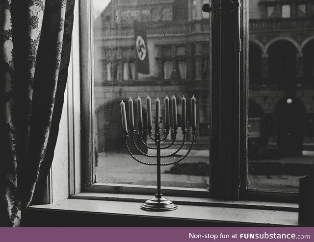 Hanukkah, December 1931 in Kiel, Germany. A Jewish family captured this photograph