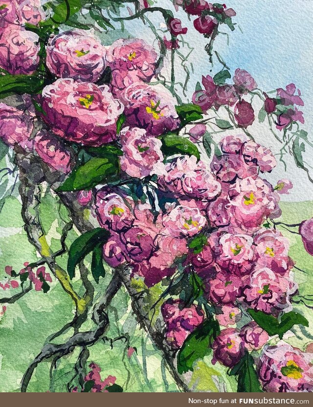 Went a bit outside my comfort zone and painted some cherry blossoms today! [OC]