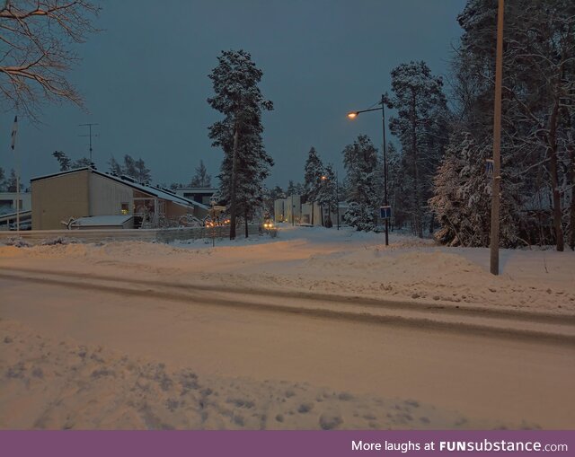 Winter evening in espoo, finland [oc]