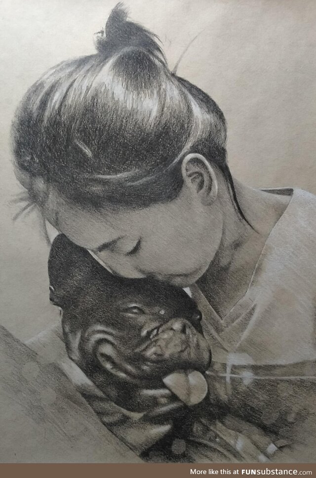 Rose and her pet Chuchu , Graphite on Paper, Art by Me, 2020