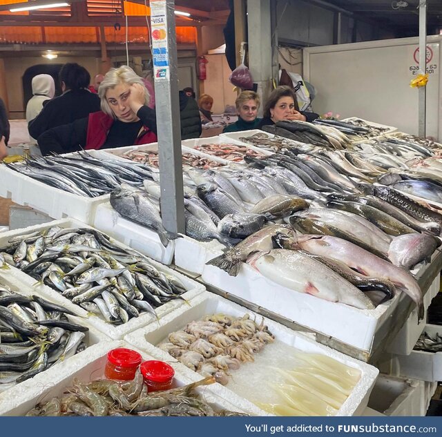 Somewhere in the fish market in Batumi, Georgia