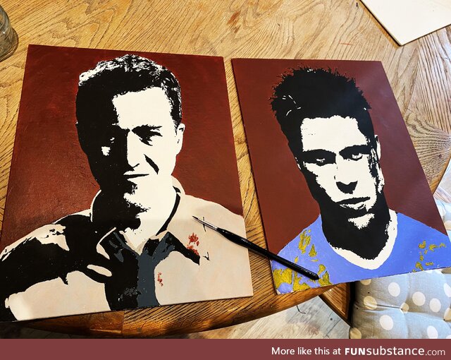 Duo of Fight Club acrylic paintings I finished yesterday
