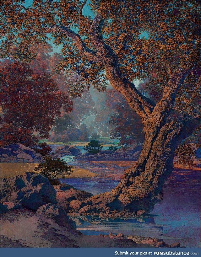 Autumn Brook (1948), Maxfield Parrish, [1997 x 2463]