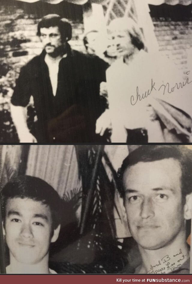 My Grandpa, Grandmaster Fred Brewster, with Chuck Norris (Top) and Bruce Lee (bottom)