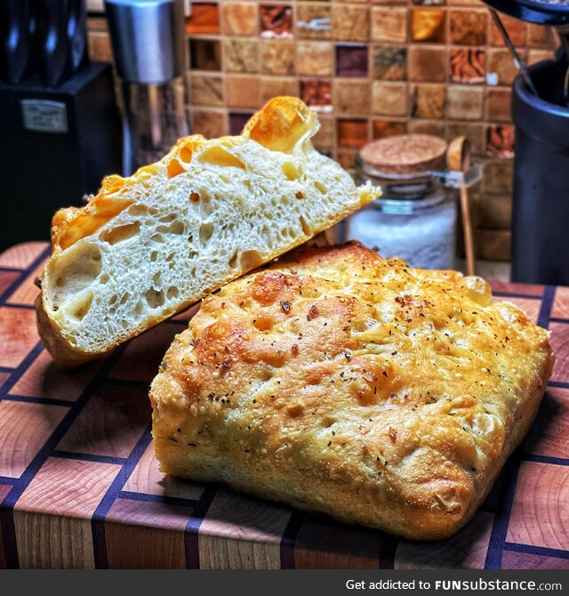[OC] my first homage loaf of focaccia bread