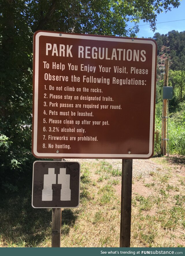 A “3.2 beer only" Sign Outside Rifle Falls State Park by Glenwood springs, Colorado
