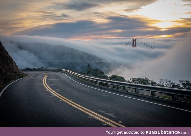 Climbed up out of the fog yesterday morning on my bicycle, was rewarded with a surreal