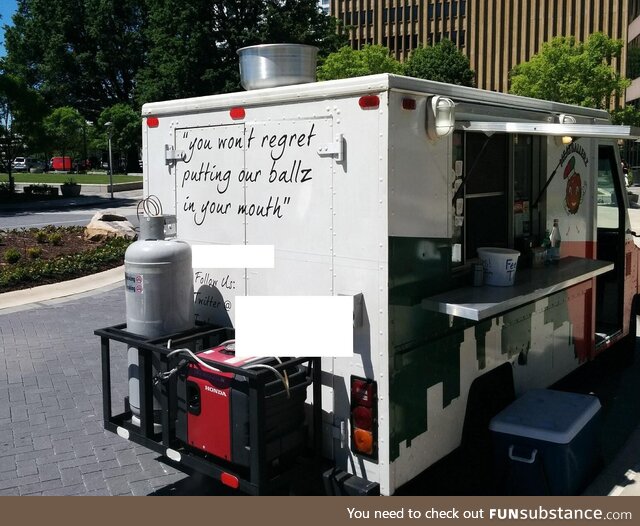 The slogan on this meatball-themed food truck (excellent btw)