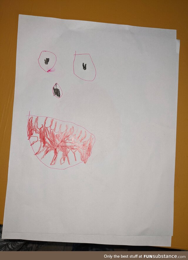 My five year old son presented me with a drawing that he proudly called "unsettling"