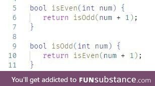 Rate my isEven and isOdd functions