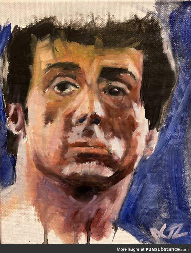 An oil painting I did of Sylvester Stallone from the movie Rocky [OC]