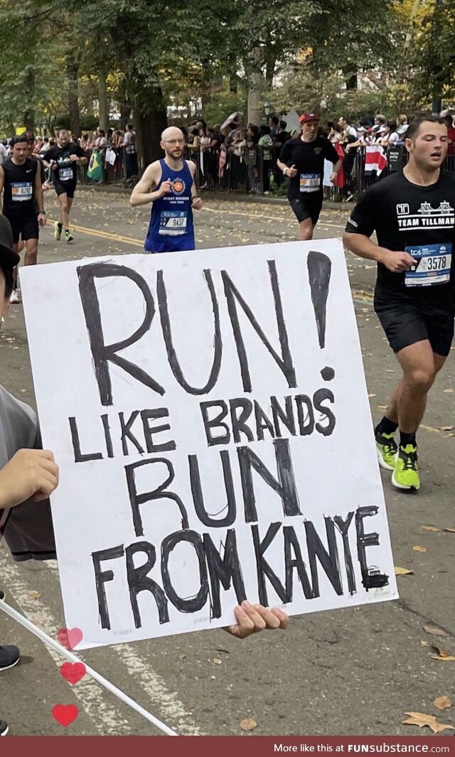 Brother made a sign for the 2022 New York City Marathon
