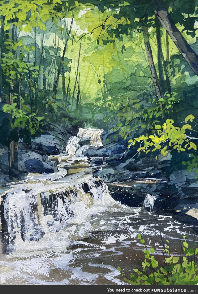 I painted our local waterfall during a massive storm we had Tuesday