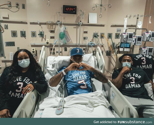 Damar Hamlin getting ready to watch the Bills play six days after suffering his injury