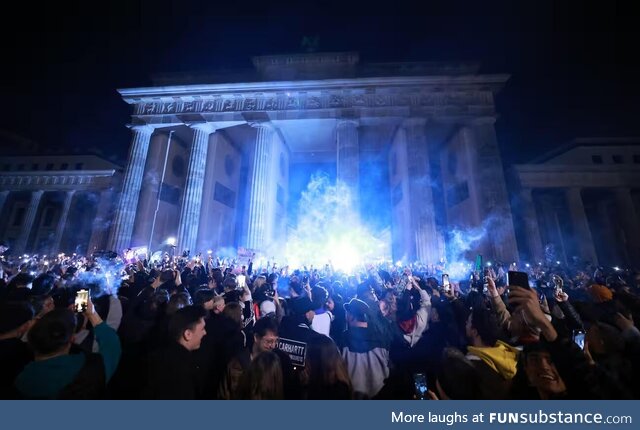 People smoking in Berlin at midnight to celebrate the legalisation of cannabis