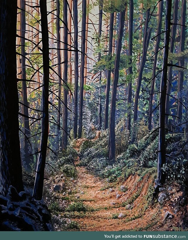 My best attempt at painting a cool forest