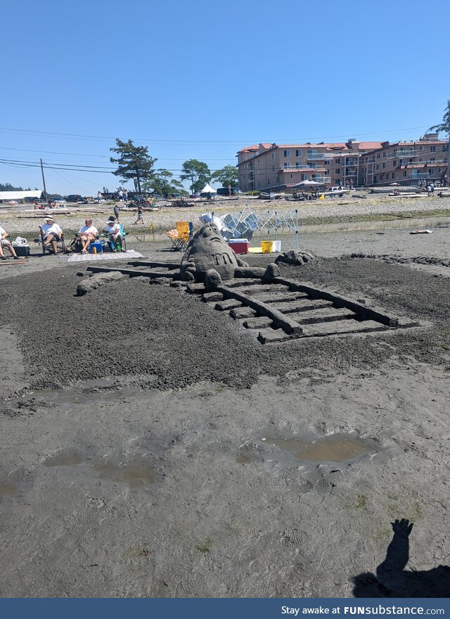 Just a very cool sand sculpture that's not morbid at all that I saw at my local sand