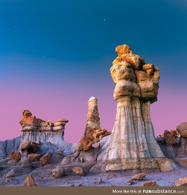 Badlands of Northern New Mexico. Photo taken at dusk by John D Fowler Jr