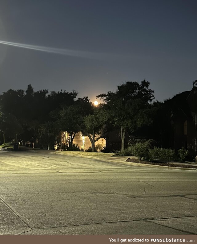 View of the super blue moon from outside my house