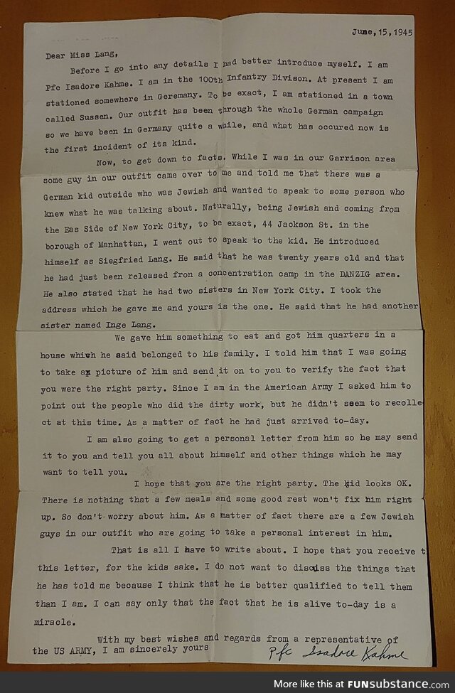 The letter a US soldier sent our American relatives after the Holocaust