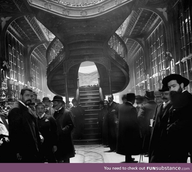 The same bookshop staircase in 1906