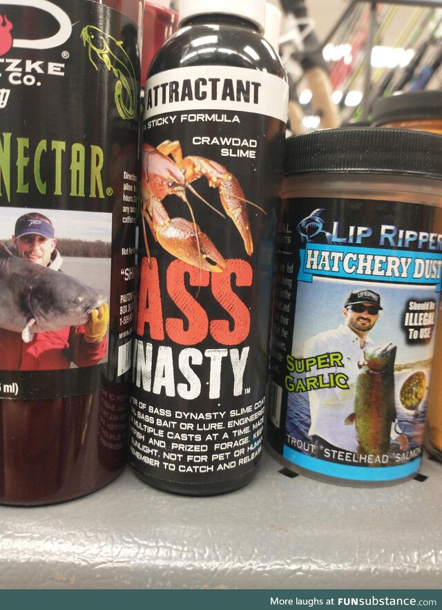 Had to double take at this Bass Dynasty fish attractant