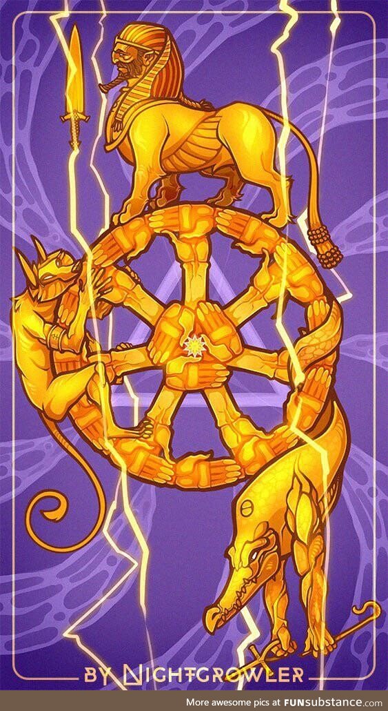 A Wheel of Fortune Tarot card. Artwork by Me