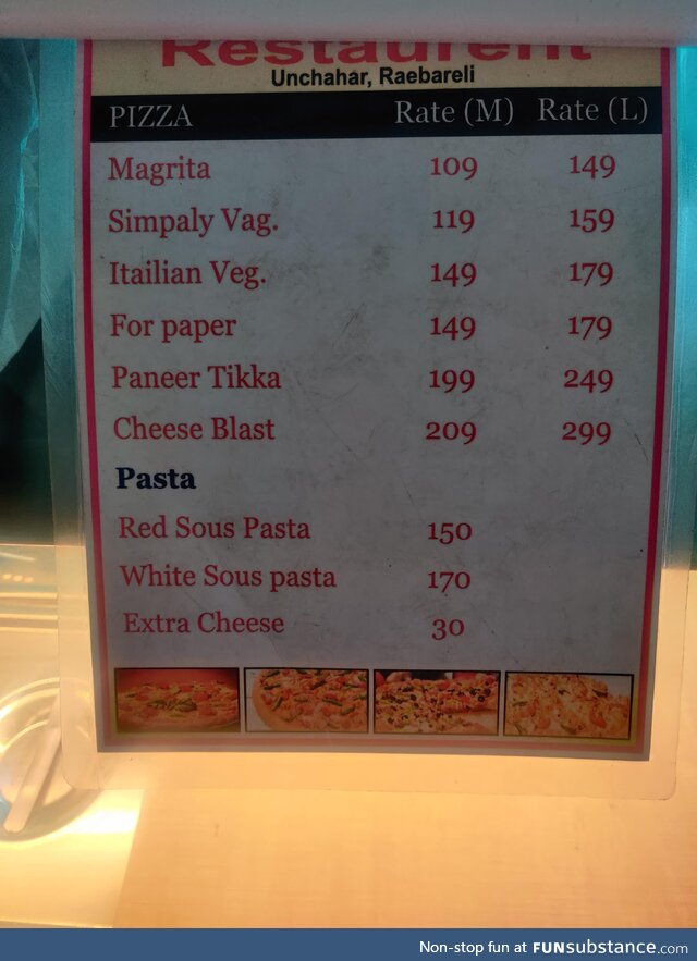 At a roadside eatery in Indian. Decrypt the type of pizza.