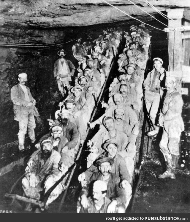Gold Miners descending into the Empire Mine, Grass Valley, California, ca. 1900