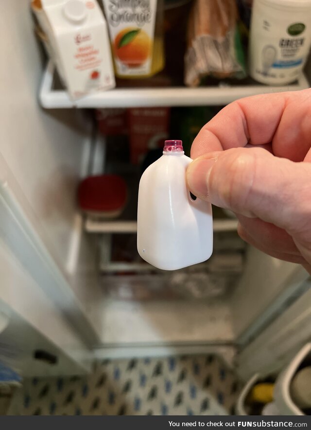 My daughter told me we only had a little milk left in the fridge