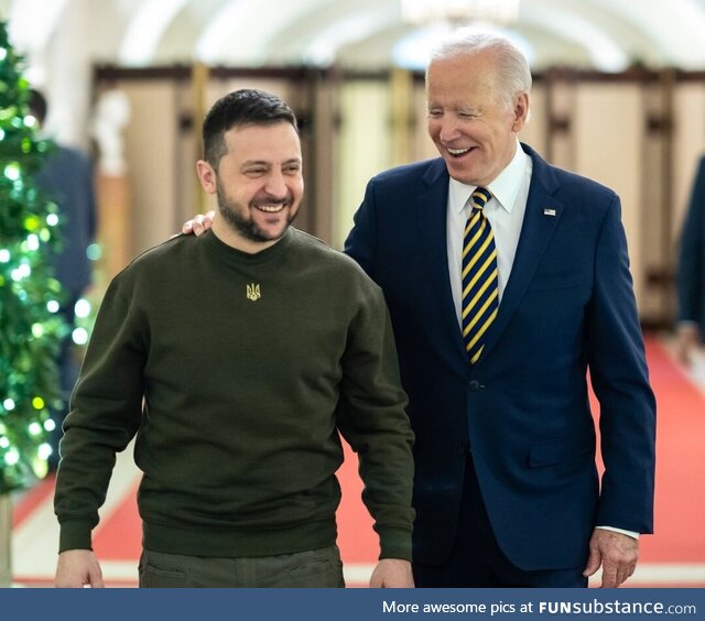 Ukraine President Volodymyr Zelenskyy with American President Joe Biden at The White House