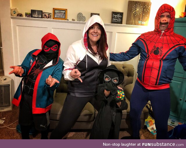 My family dressed at the Spider-Verse last Halloween