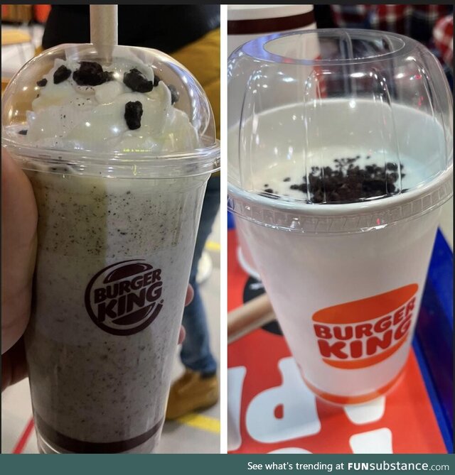 Burger King's oreo shake in January 2022 and January 2023. A year ago, it even cost less