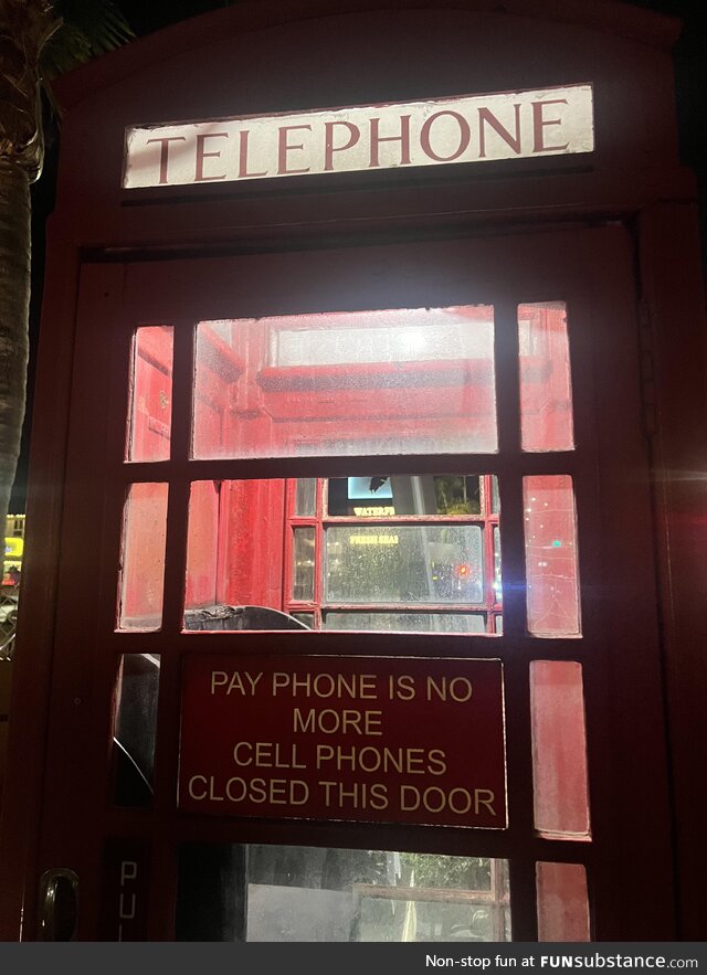 Pay phone is no more. Cell phones closed this door