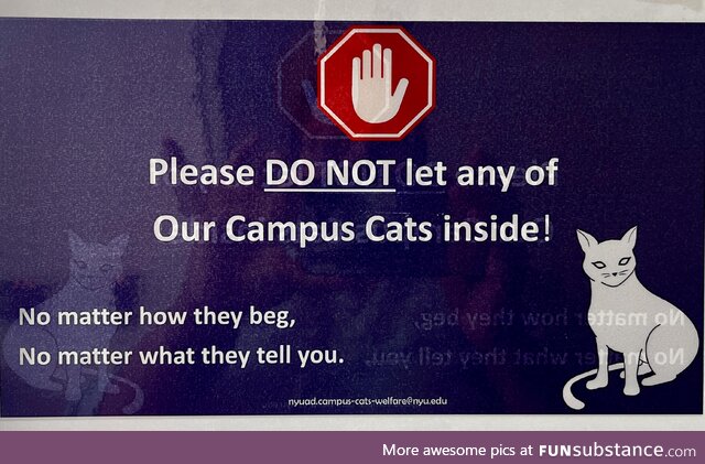 Sign on a door on a college campus