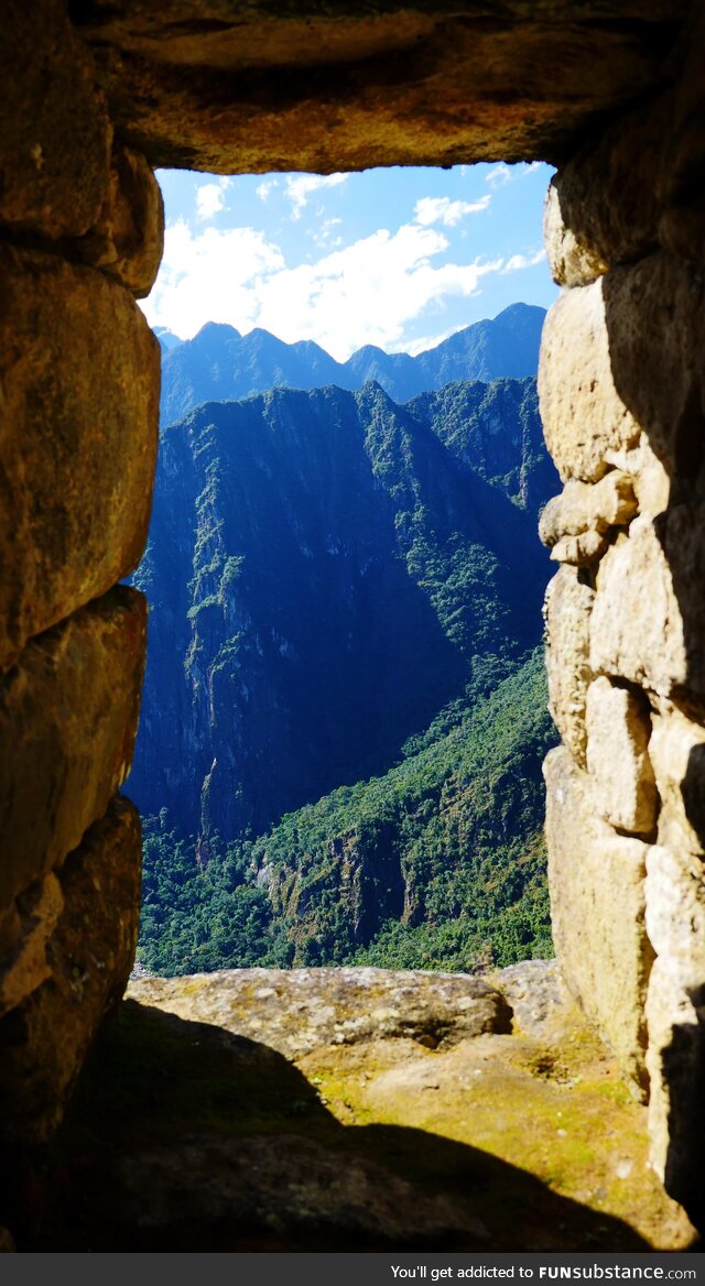 [OC] Looking out a window at Machu Picchu