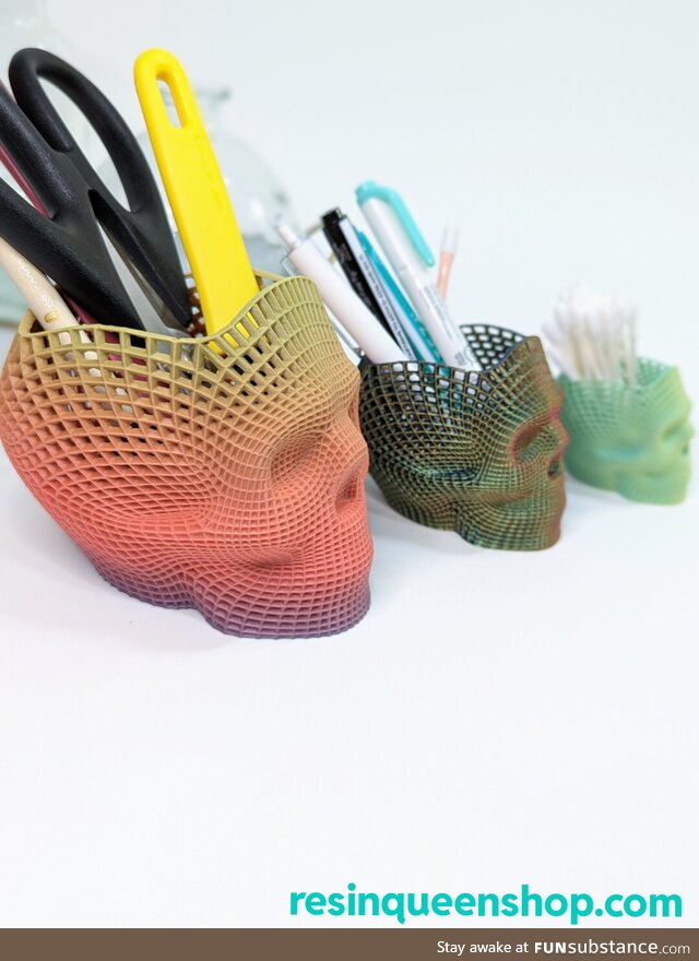 These Wireframe Skulls my Fiance 3D Printed