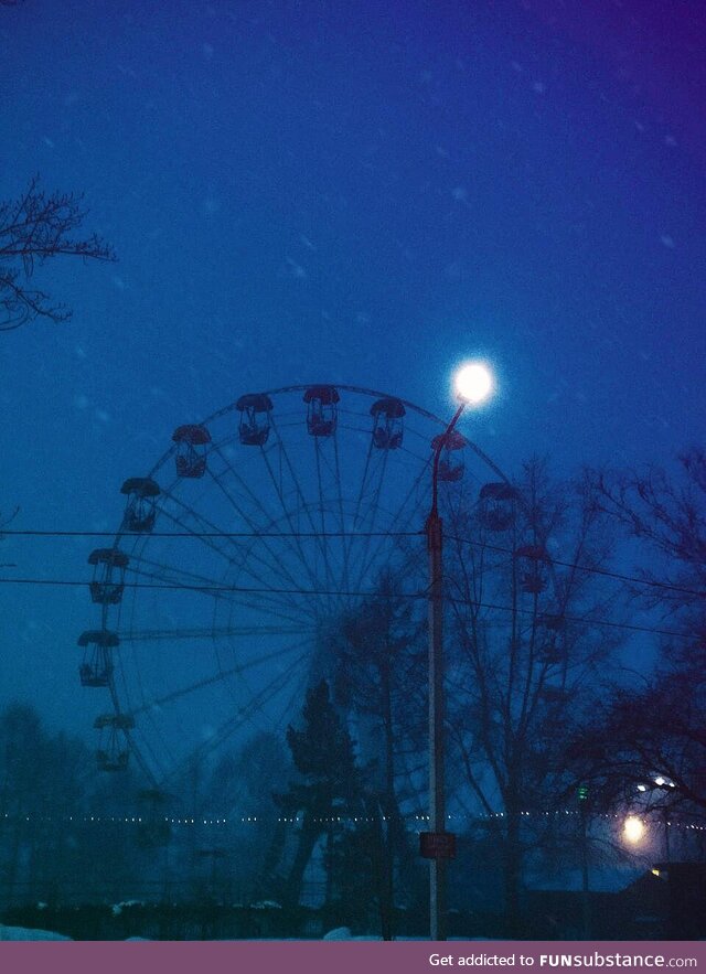 Amusement park at night