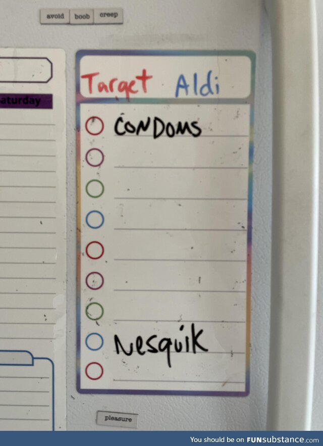 Grocery lists for your downward spiral