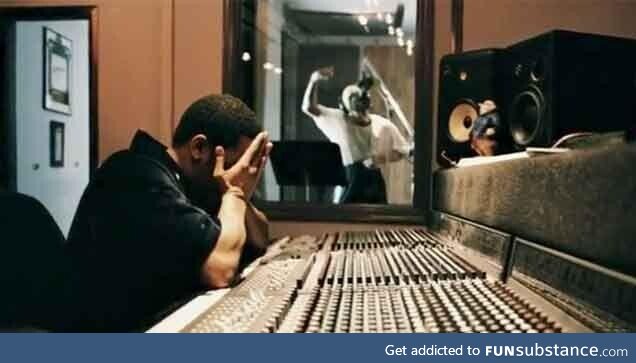 Eminem and Dr Dre in the studio