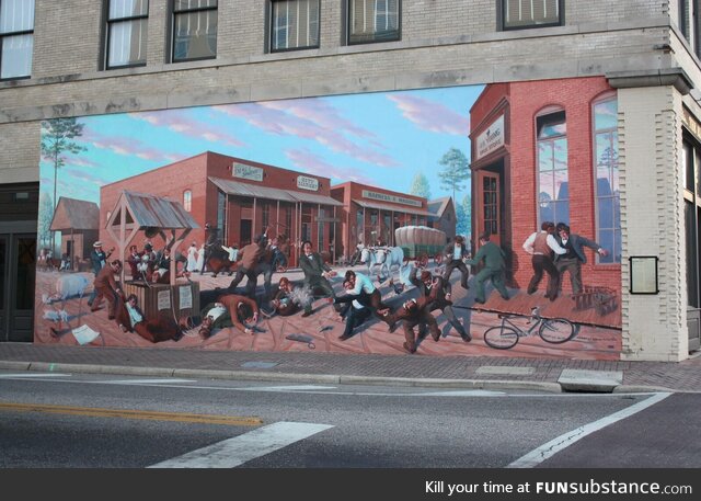 Mural in my hometown commemorating a fatal 1889 riot over taxes levied on donkey carts