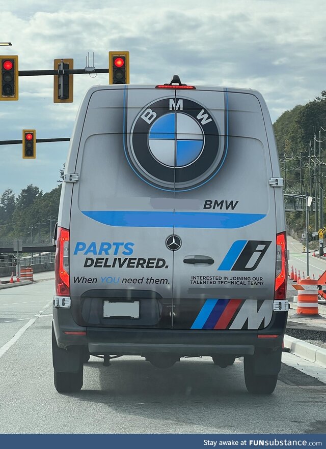 This BMW dealership uses Mercedes-Benz Sprinter vans to deliver parts