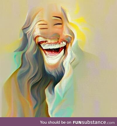 "Laughing with God", an A.I generated image