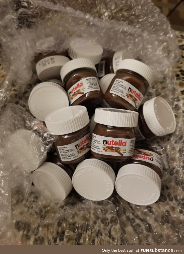 My mom sent me a package of two serving jars of Nutella