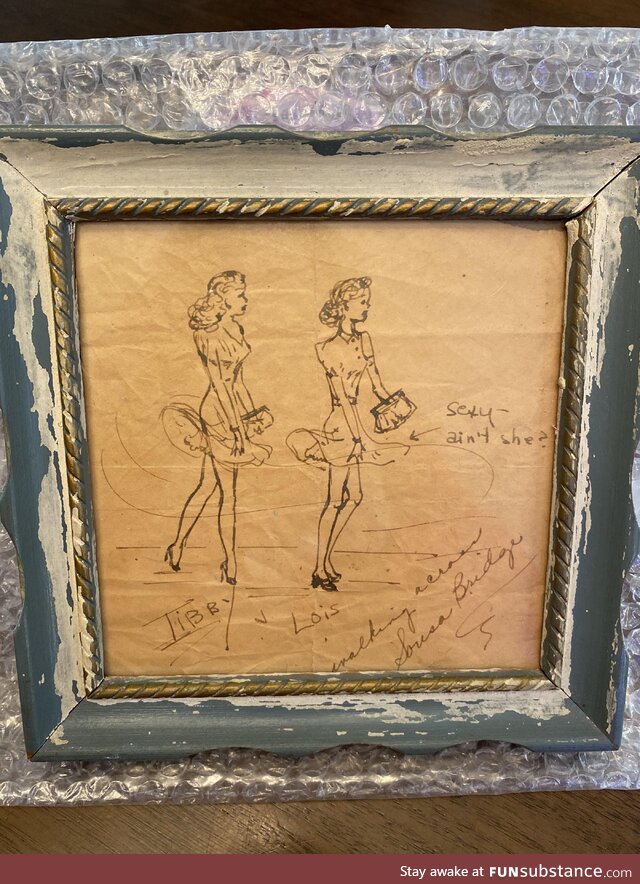 A sketch my grandmother drew of herself with her friend Lois (Washington DC, 1940’s)