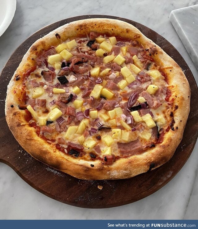 Homemade pineapple pizza!